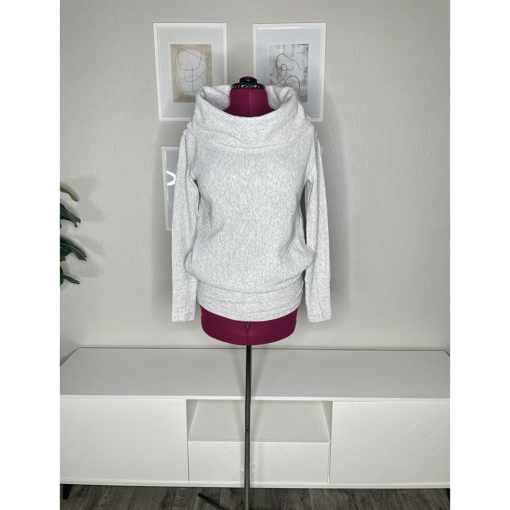 Lululemon Tunic Sweater Womens XS Grey Cowl Neck Textured Long Sleeve Pockets